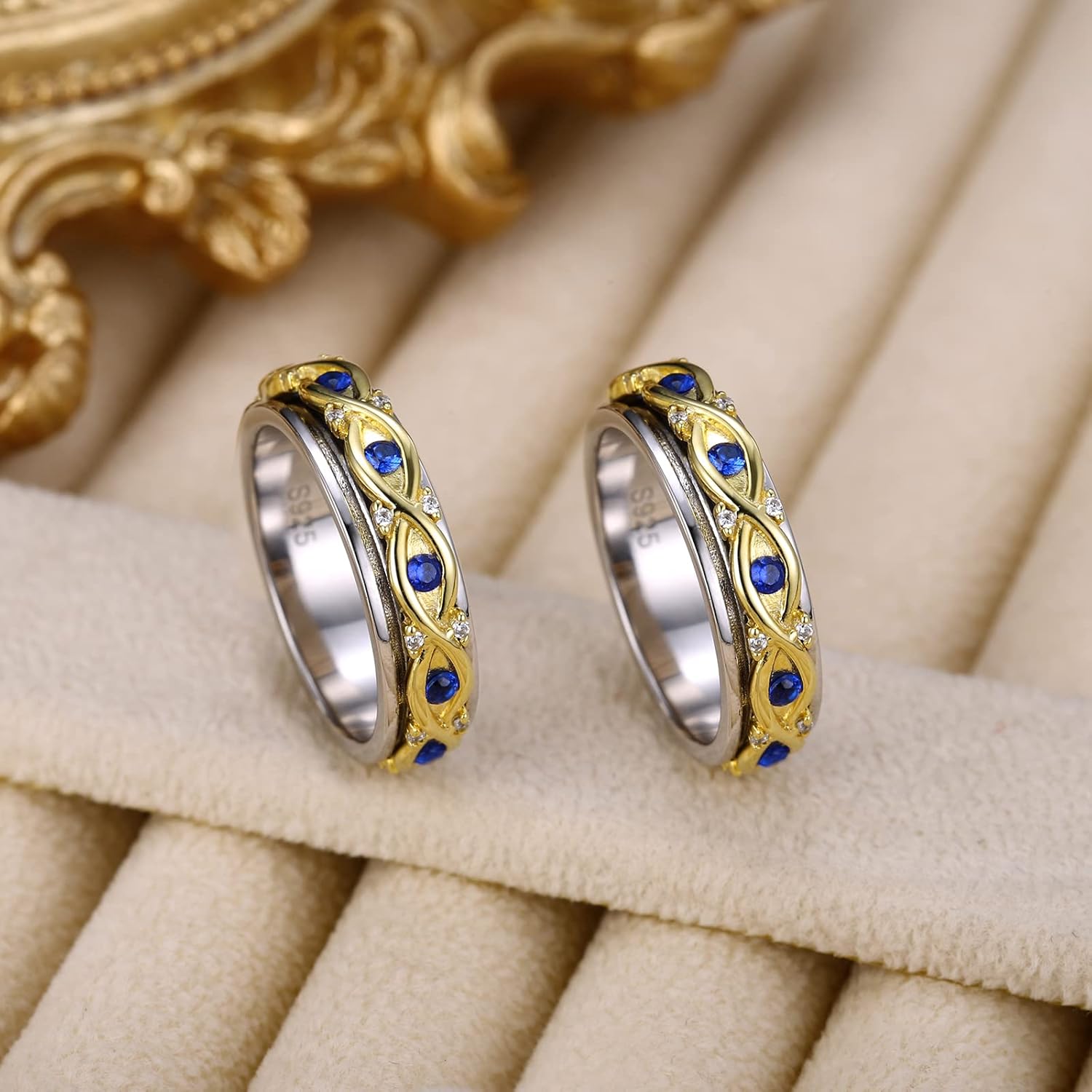 Fidget Ring Spinner Ring for Anxiety Women Men Daughter Real S925 Sterling Silver Fidget Ring