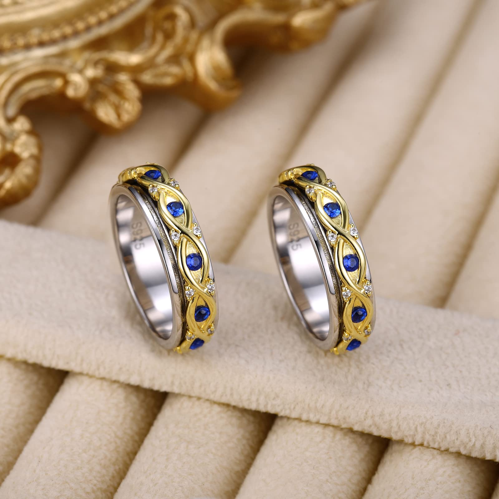 Anillo giratorio de plata de ley 925 para ansiedad, para mujeres, hombres e hijas