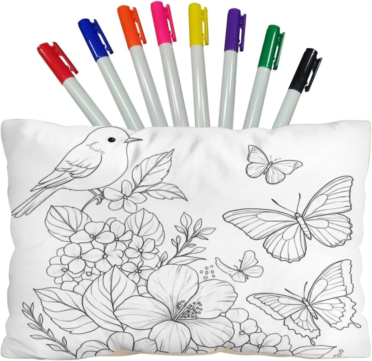 Coloring Pillowcase Kit DIY Decorative Pillow Case for Home Bedroom Personalized Pillowcase for Coloring with 8 Bright Markers