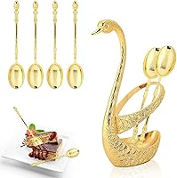 Vista 7 de LIZEALUCKY Juego de cucharas con soporte de base de cisne, 6 cucharas de postre, juego de cubiertos de postre, cucharas pequeñas delicadas