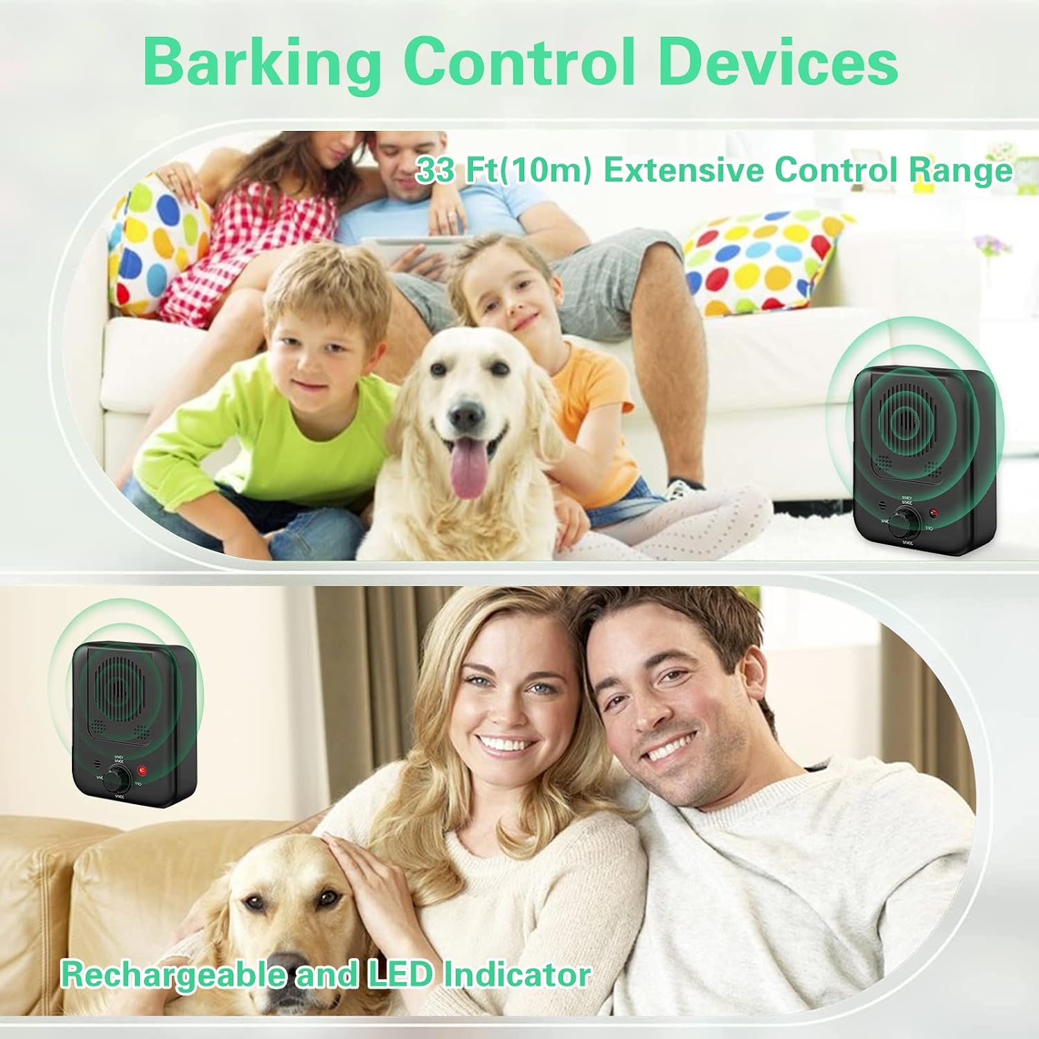 Anti Barking Device,3 Frequency Sonic Bark Deterrents,33Ft Dog Barking Deterrent Ultrasonic with 3 Adjustable Level, Dog Barking Deterrent Pet Behavior Training Tool (1PCS)
