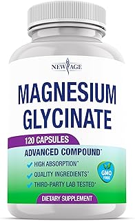 Magnesium Glycinate 500mg | 90mg Elemental Magnesium Supplement- High Absorption, Non Buffered, Non-GMO & No Gluten - Muscle & Bone Health - 120 Vegan Capsules