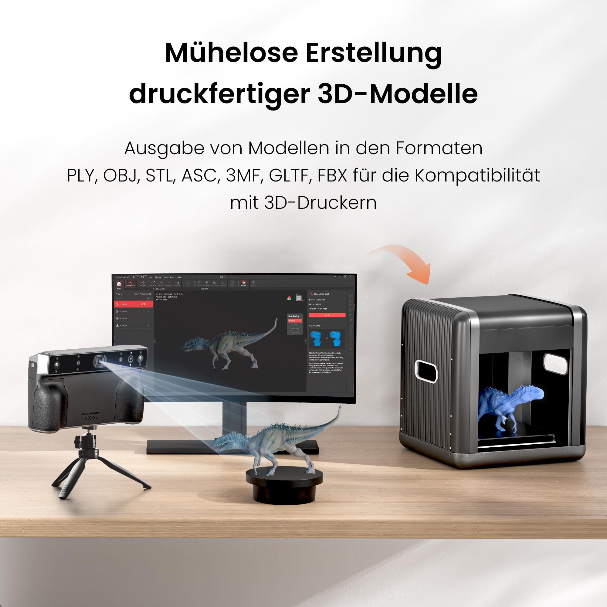 Revopoint MIRACO Pro 3D-Scanner für 3D-Drucker, Handheld 3D Scanner WiFi mit 180°Flip Screen, 5000mAh Schnelllade-Akku, bis zu 0,02 mm Präzision, Vollfarb-RGB-Kamera für Kleine bis Große Objekte, 32GB
