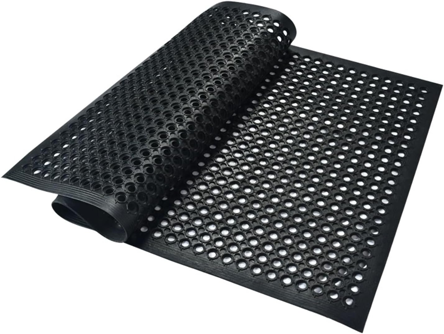 59"x 36" Commercial Anti-Fatigue Drainage Rubber Mat Roll Non-Slip Rubber Drainage Mat Heavy Duty Commercial Restaurant Bar Rubber Floor Mat with Holes Non-Slip Wet Area Use Door Mat Black - Image 8
