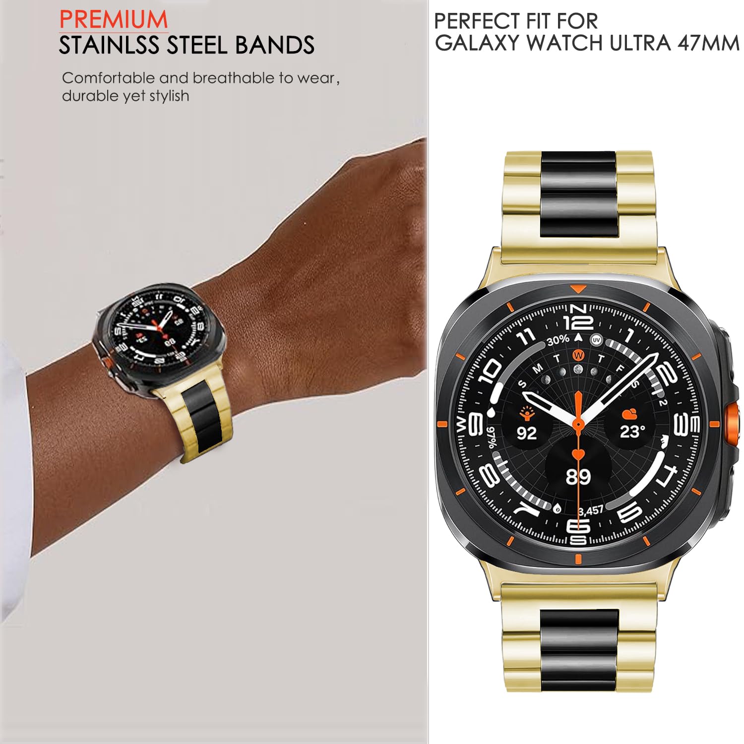 DEALELE Bracelets métalliques compatibles avec Samsung Galaxy Watch Ultra 2