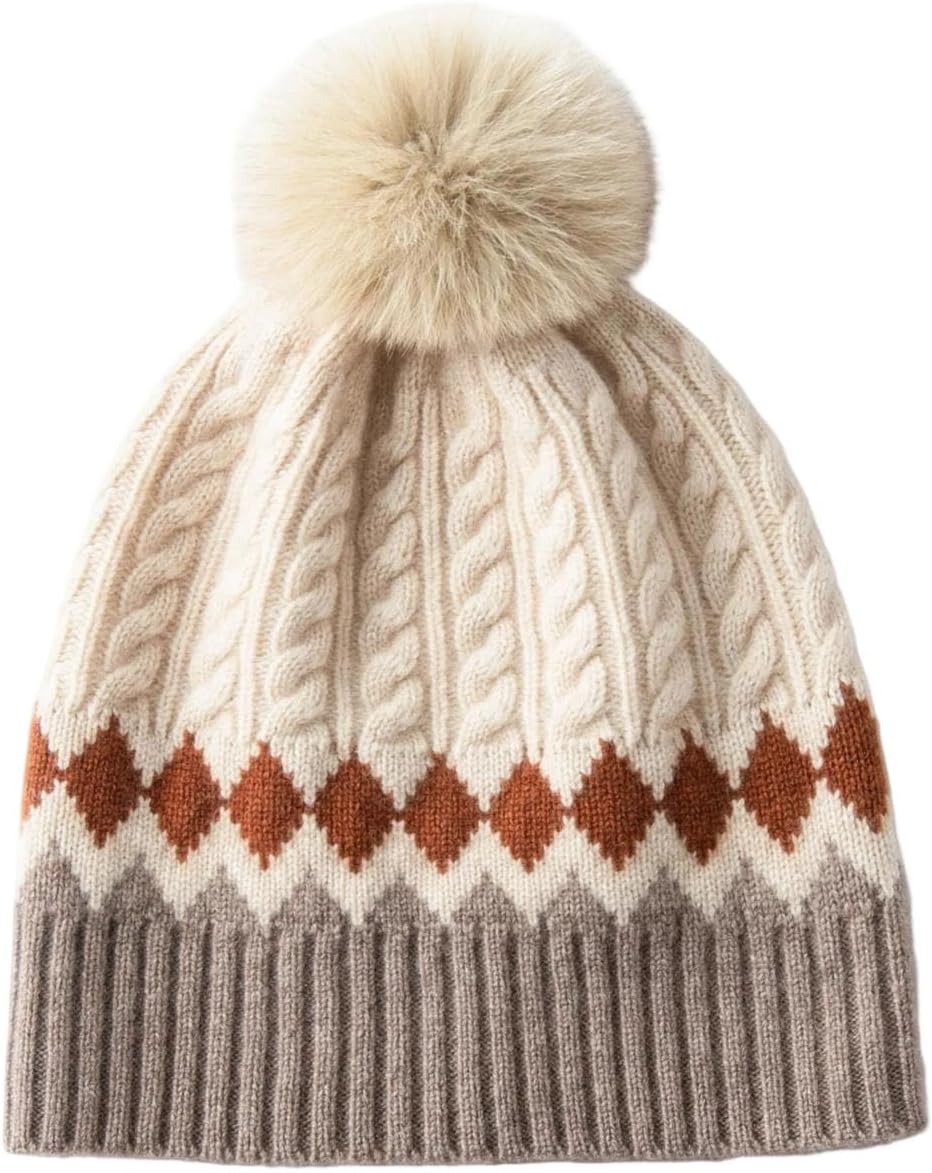 Cashmere Thick Twisted Knitted Beanie Hats Outdoor Warm Caps for Women