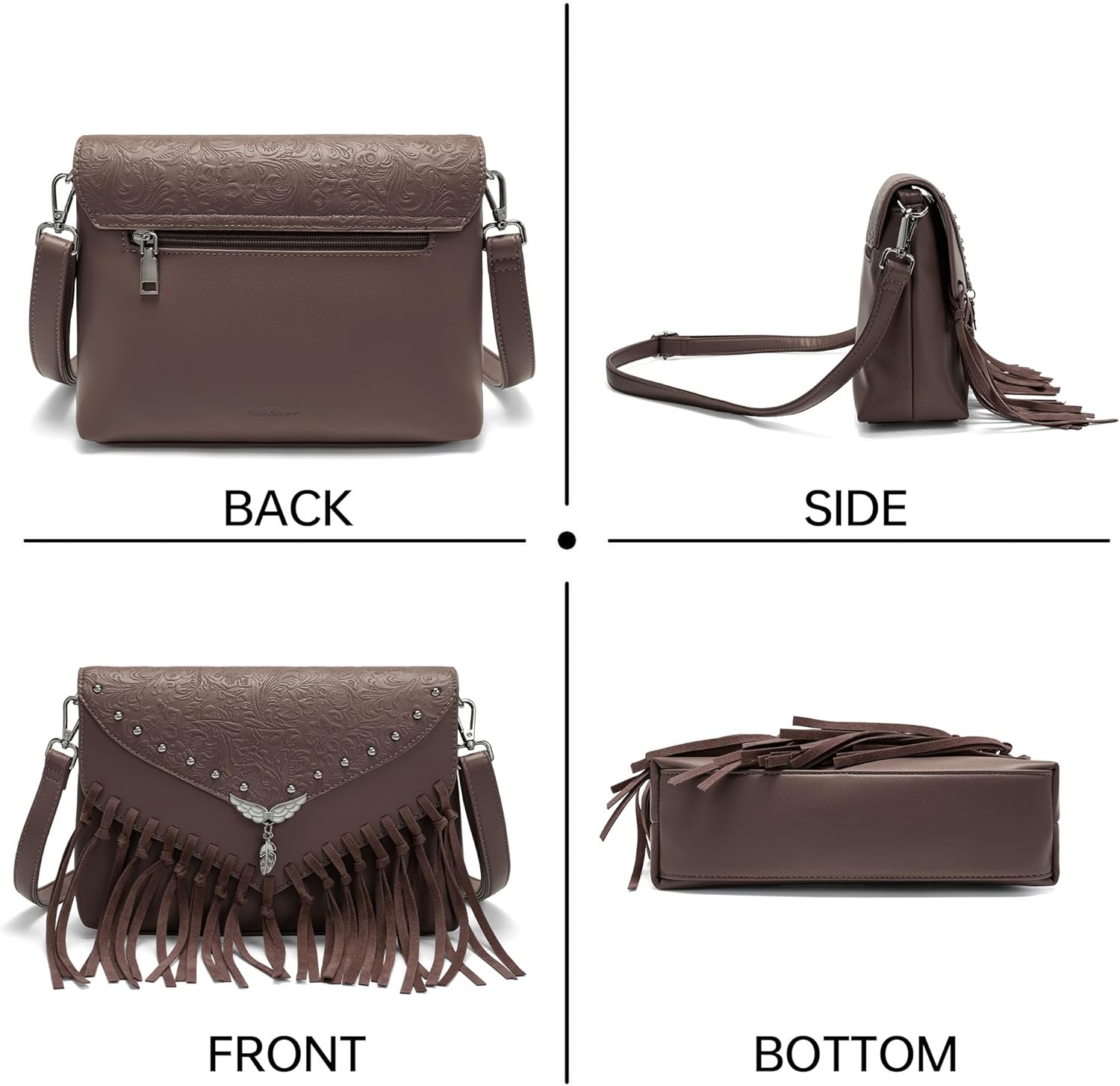 Small Crossbody Bags for Women Boho Fringe Crossbody Purse With Studs Cowboy Chic Western Purses