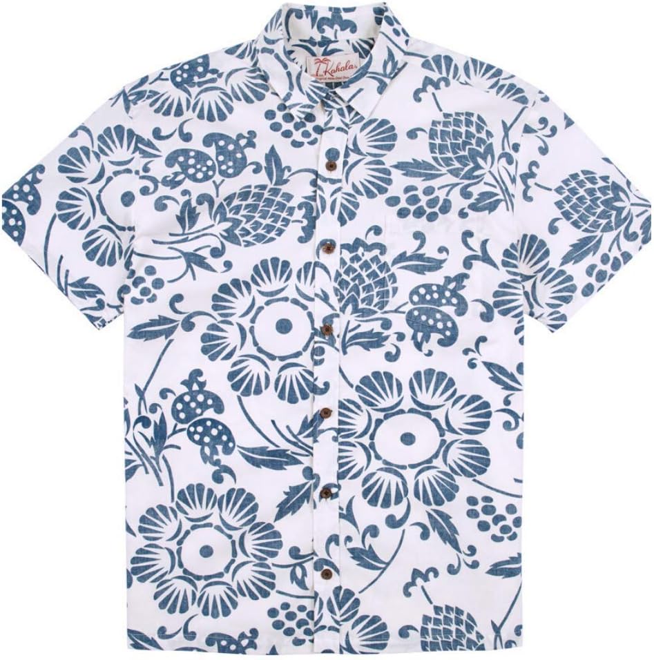 Kahala Men's Duke's Pareo Regular Fit Short Sleeve 100% Cotton Shirt