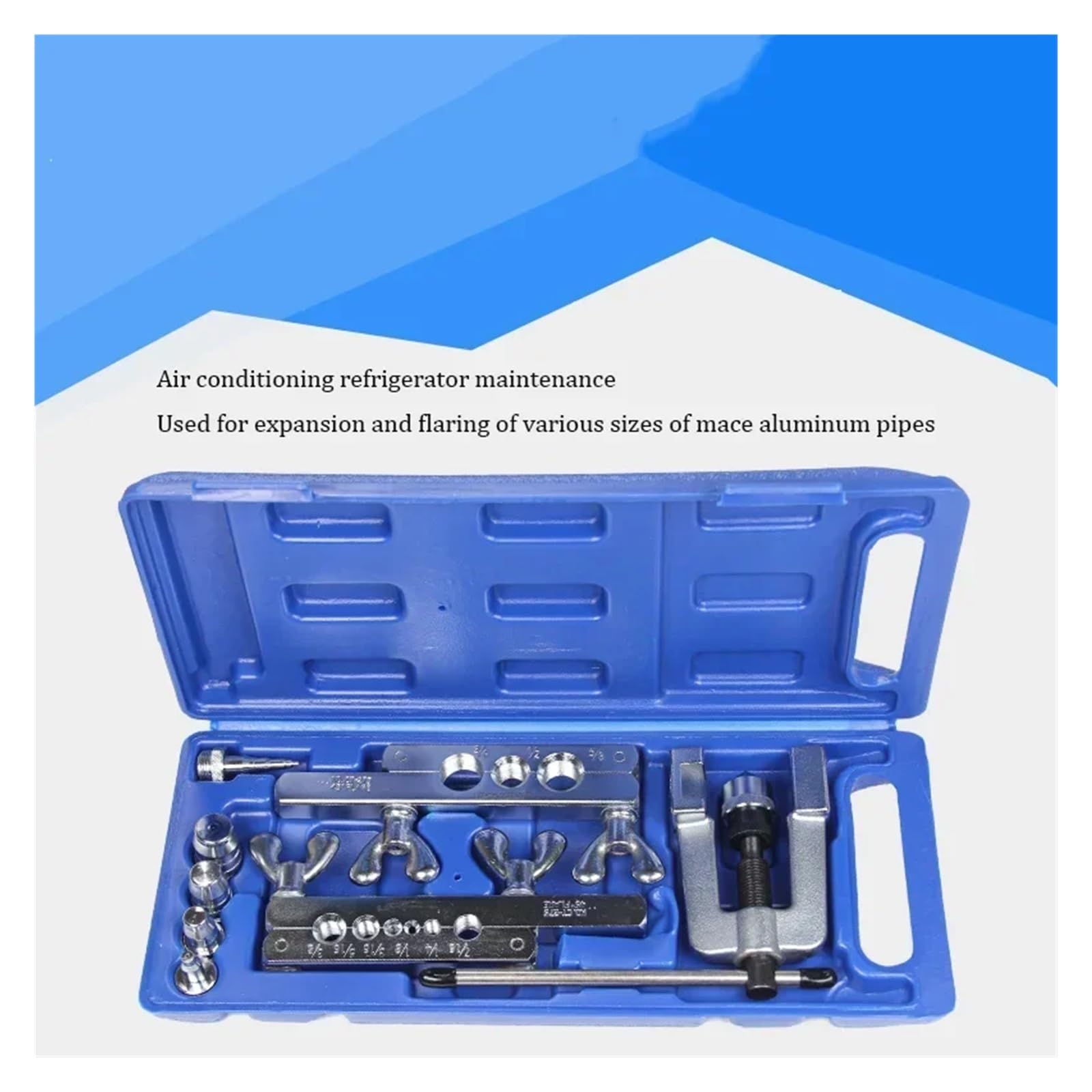 Expansor de tubos, Kit de herramientas de abocardado for refrigeración, 1/8-3/4, 6-19 mm, expansor de tubos de cobre, expansor de tubos de aluminio, juego de herramientas manuales