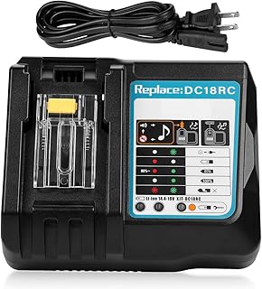 Powilling Replacement DC18RC Li-Ion Makita Battery Charger for Makita 14.4V-18V Lithium-ion Makita Battery BL1830 BL1840 BL1850 BL1860 BL1815 (Makita Fast Rapid Charger with LED Screen)