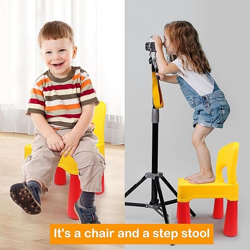 Miniatura 6 de Silla de plástico para niños pequeños, duradera y ligera, asiento de 9.3 pulgadas de altura, uso en interiores o exteriores, para niños y niñas de