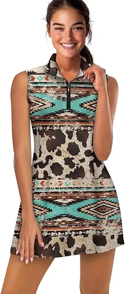Showudesigns Tennis Dresses for Women with Shorts Sleeveless Athletic Golf Dress Workout Activewear