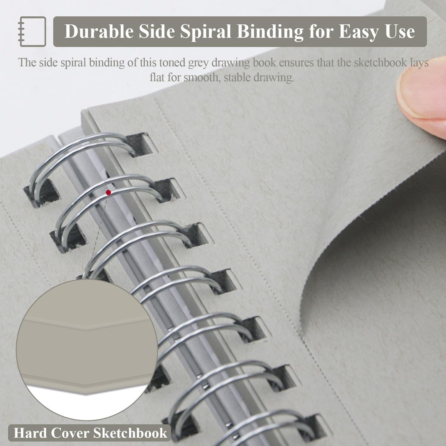 Sufly Blocco da disegno in carta grigia da 20,3 x 25,4 cm, 60 fogli pesanti, rilegato a spirale per ombreggiatura, illuminazione e pratica di valore