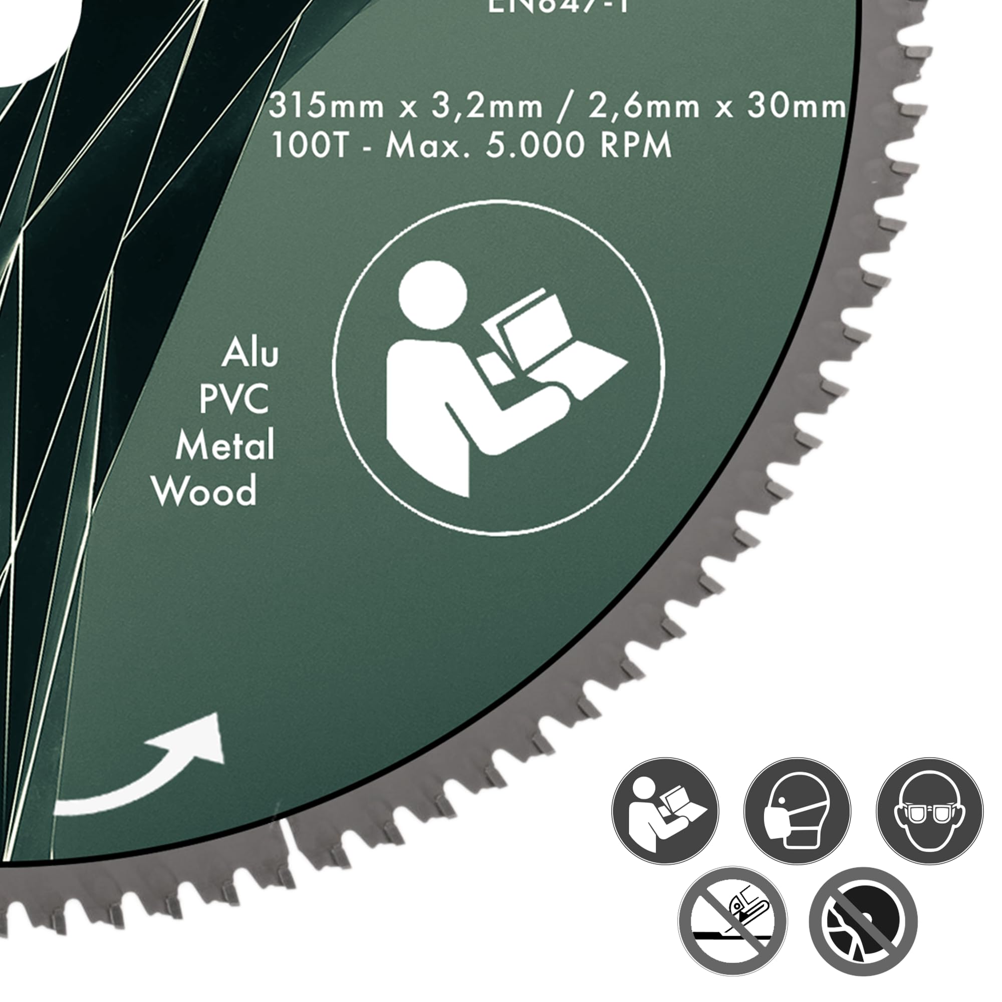 PRODIAMANT HM TCT Hoja de sierra circular 315 x 30 mm - multiuso para madera, aluminio, plástico y laminado, compatible con sierra de mesa