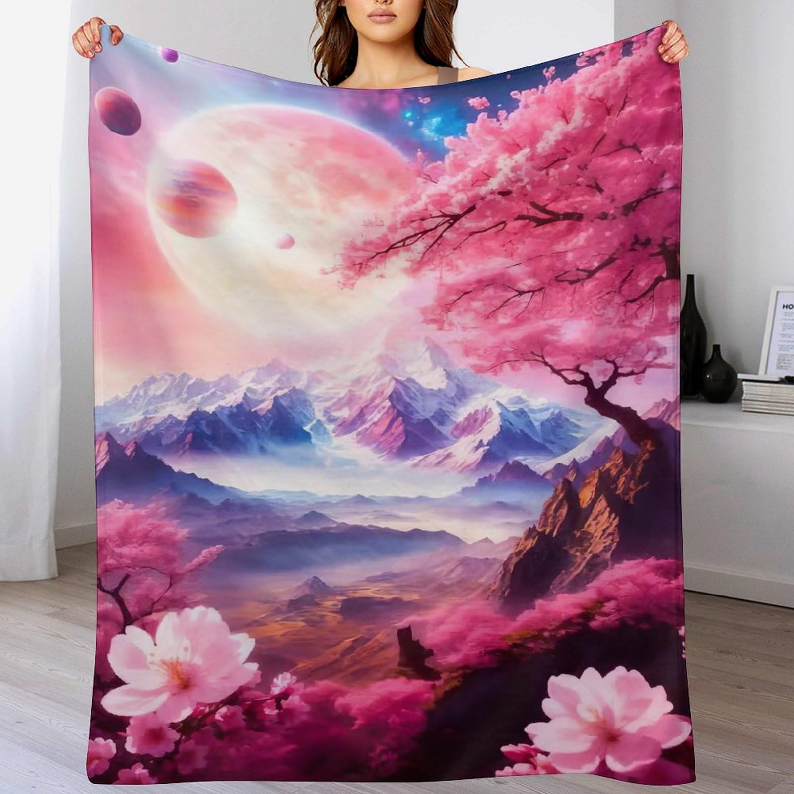 Couverture polaire cerisier japonais plaid canapé chaud flanelle douce 150x200