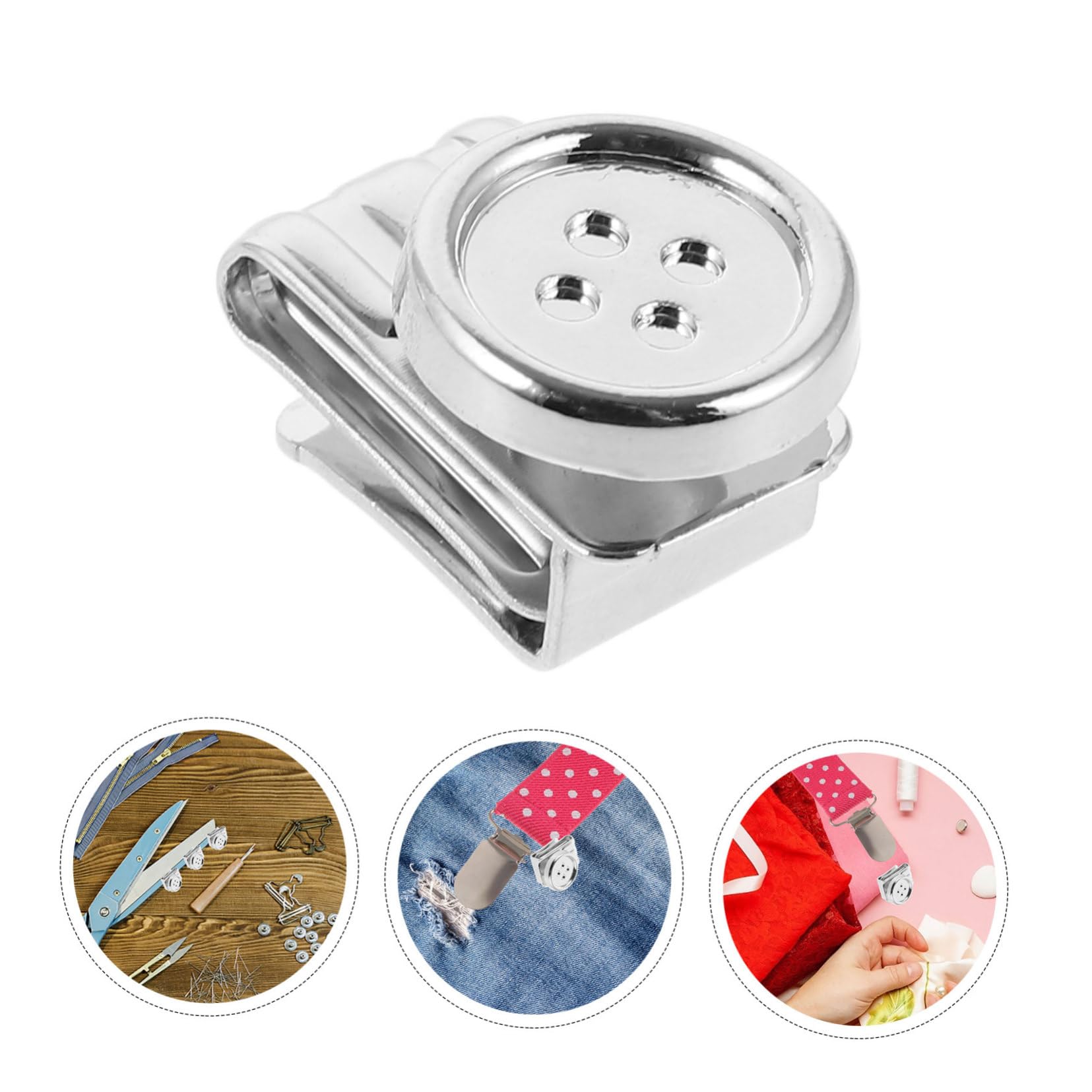 ARTIBETTER 5 Ensembles Bouton Clip Porte-jarretelles Bretelles Pour Hommes Lourds Pas De Boutons De Bretelles Cousus Travail Pantalon Bouton Jean Le Fer Silver 5 Pièces * 5