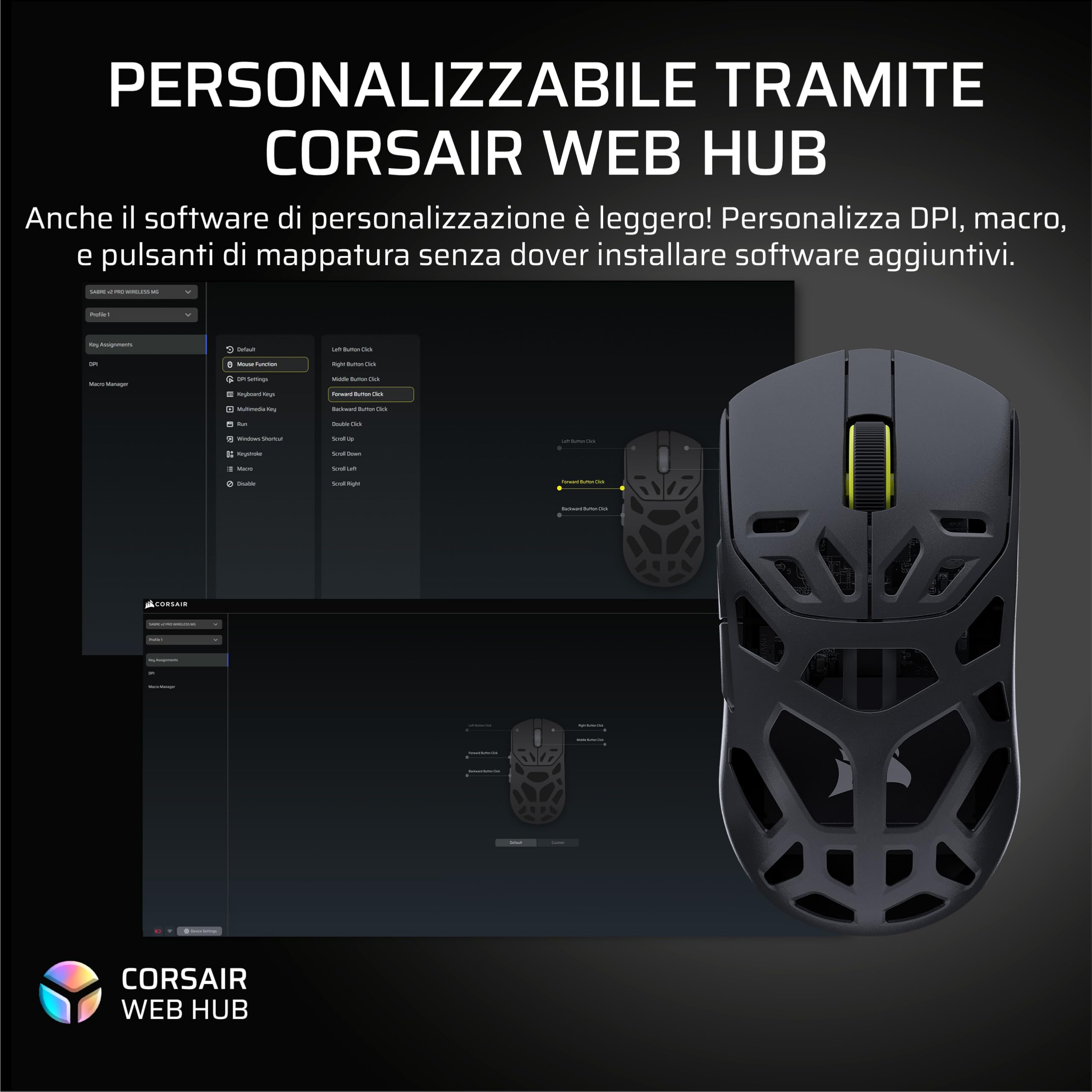 Corsair SABRE v2 PRO MG FPS Mouse Da Gioco Wireless – Nero | Sensore MARKSMAN S Da 33.000 DPI, Hyper-Polling a 8.000 Hz, Magnesio Resistente, Leggero, Batteria Fino a 120 Ore,
