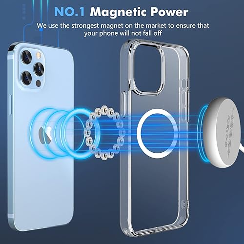 Miniatura 9 de Mgnaooi Funda magnética para iPhone 14 Pro probada en caídas de grado militar y compatible con MagSafe parte trasera mate translúcida con teclas de
