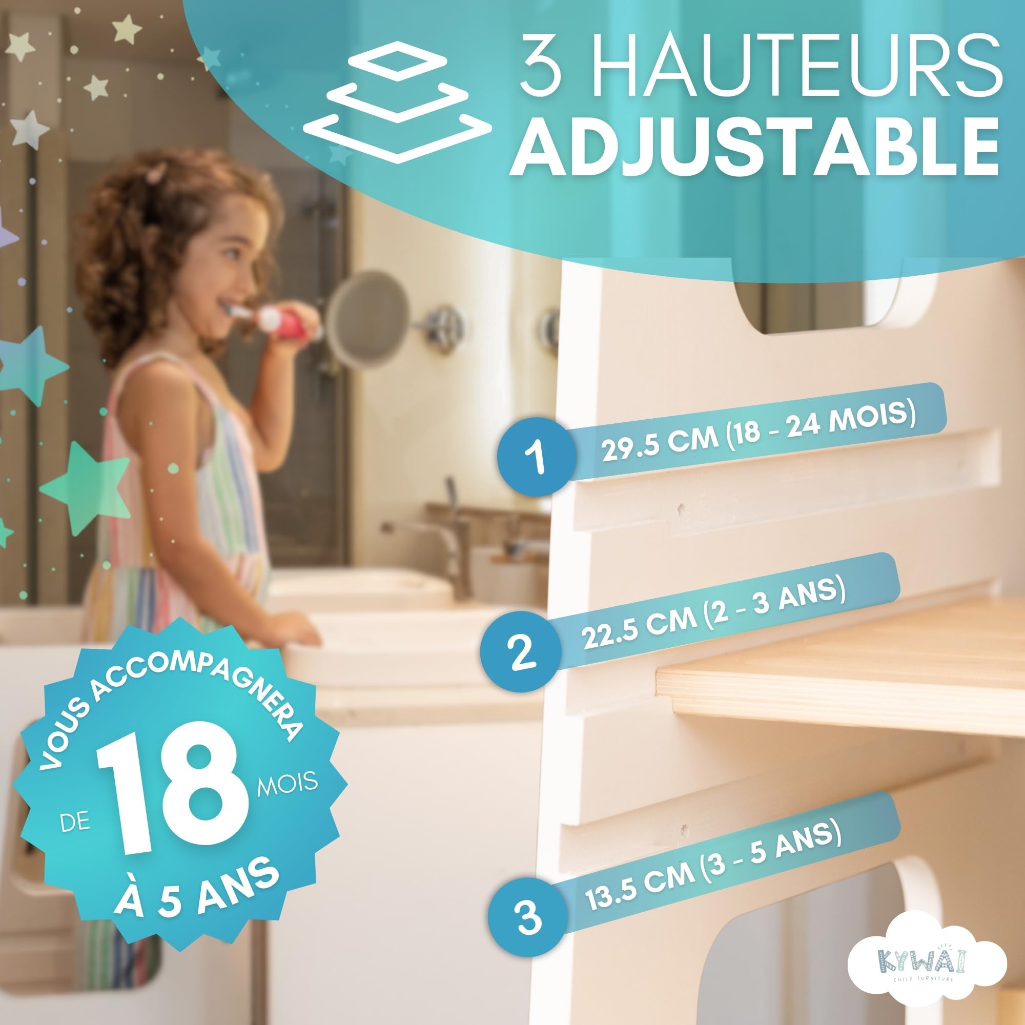 Tour d’Observation Enfant Montessori 90 cm Cuisine Design Robuste Double Sécurité