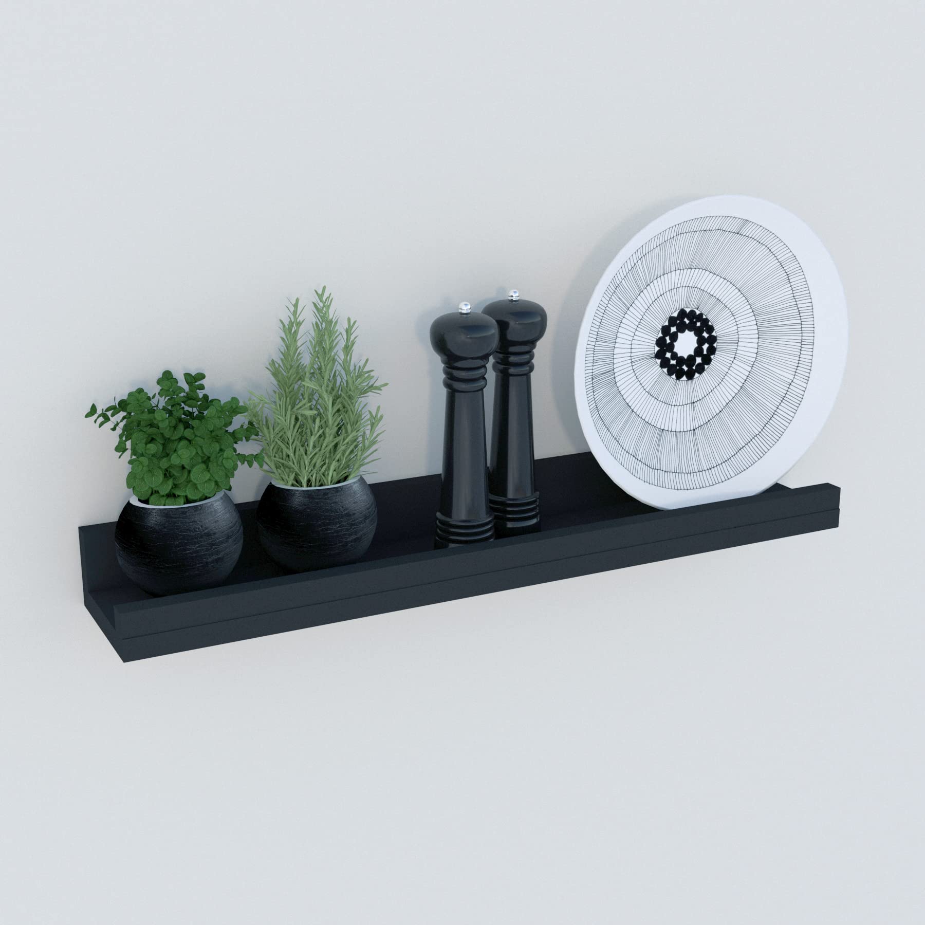 Henor Mensole da Parete in Legno 70 x 13 x 7 cm per Quadri Soggiorno Cucina o Bagno Grafite Opaco.