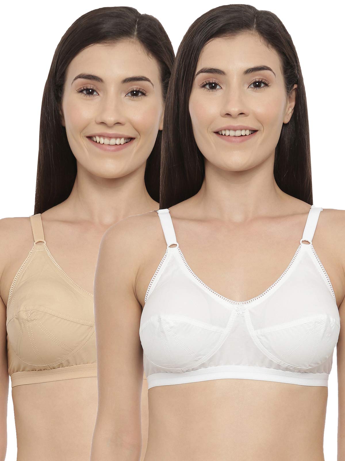 BLOSSOMWomen's Single Layered Full Coverage Non Wired Non Padded 100% Woven Cotton Everyday Bra_ Plus Size Bra