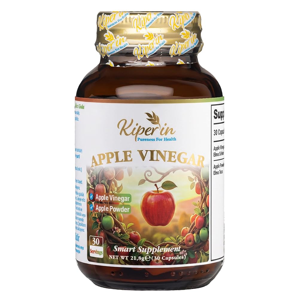 Kiperin Apple Vinegar Elma Sirkesi Kapsülü 500 mg | Apple Cider Vinegar Capsules | Elma Tozu İçeren Takviye Edici Gıda | Helal Sertifikalı 30 Bitkisel Kapsül 30 Servis