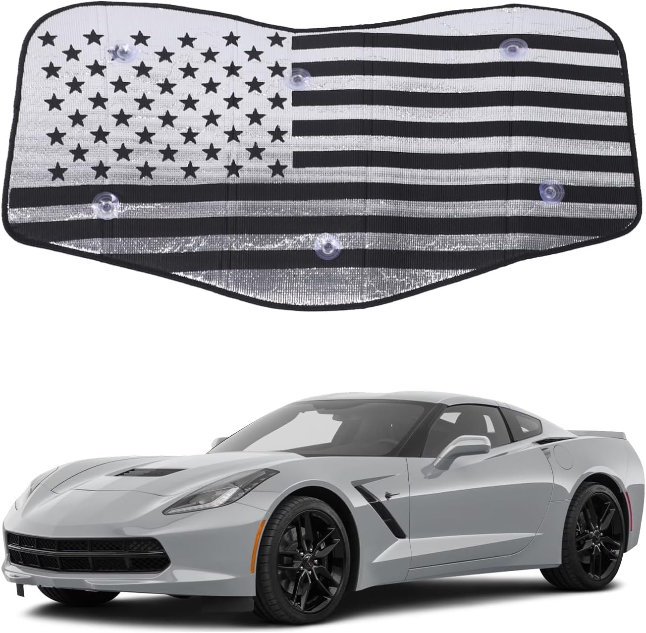 Sunroof Sunshade for Chevrolet Corvette C7 2014-2019 Coustom Fit Car Roof Cover Roof Sun Shade UV Reflector Glare HeatShield Sun Visor Blocker Moonroof Shield Cover Privacy Protector (Black)