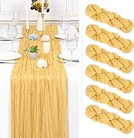 Vista 211 de Showgeous 10 Pack Baby Pink Cheesecloth Table Runner 10FT Long Semi-Sheer Gauze Table Runner Boho or Rustic Wedding Decor for Wedding Decor Arch