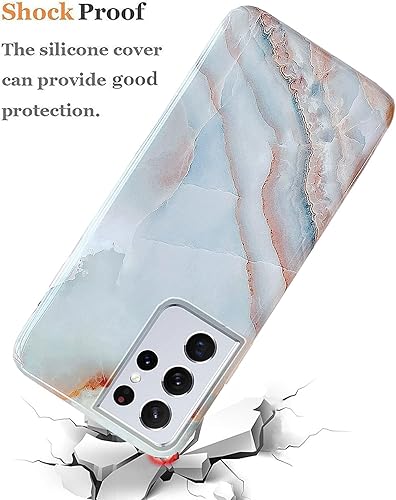 Miniatura 5 de J.west Funda para Galaxy S21 Ultra 5G, diseño de lámina fina de ópalo brillante translúcido transparente colorido perlado brillante estampado floral