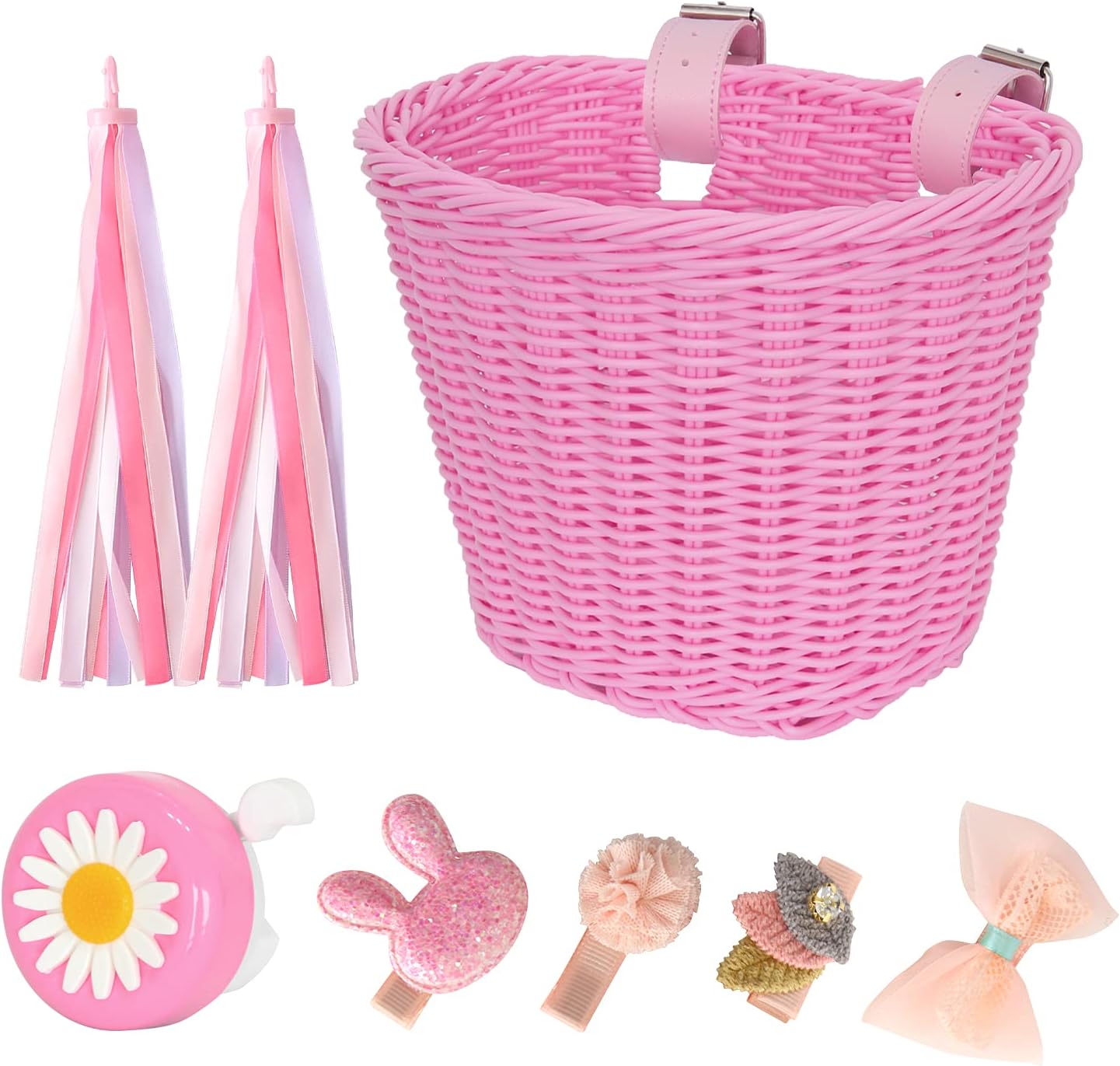 RAYMACE Kids Bike Basket Streamers Bell 