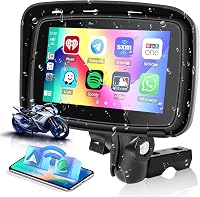 Hikity 5" Vízálló Motoros CarPlay Monitor - Kettős Bluetooth, Navigáció, Siri Támogatás, TF/USB Csatlakozás, Hordozható Autórádió Motorkerék 1