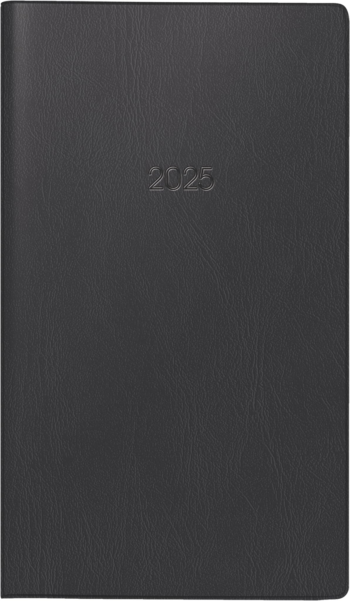 BRUNNEN Pocket Diary Model 755 (2025), 2 Pages = 1 Week, A6 Landscape, 144 Pages, Plastic Cover, Black