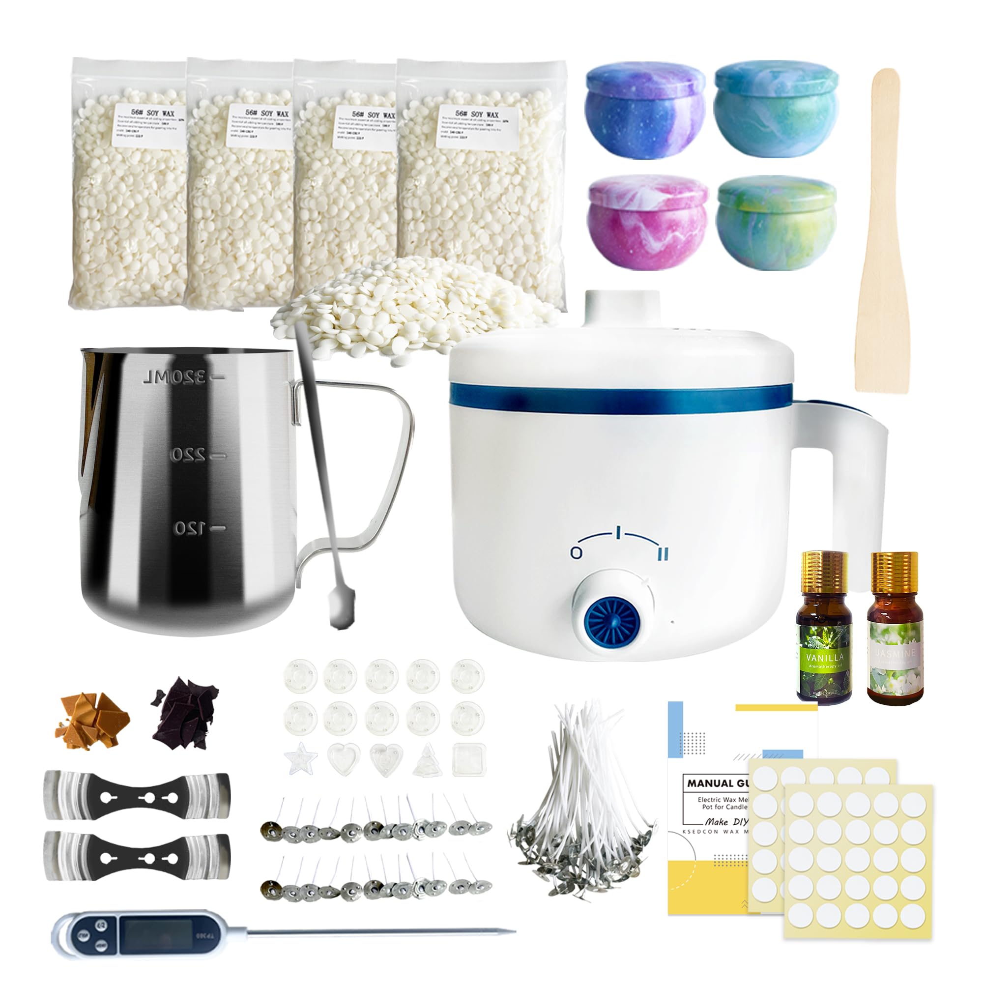 VUSIBA Kit de fabrication de bougies avec pot de fusion de cire, kit de bougies parfumées DIY pour adultes débutants, fabriquez vos propres bougies