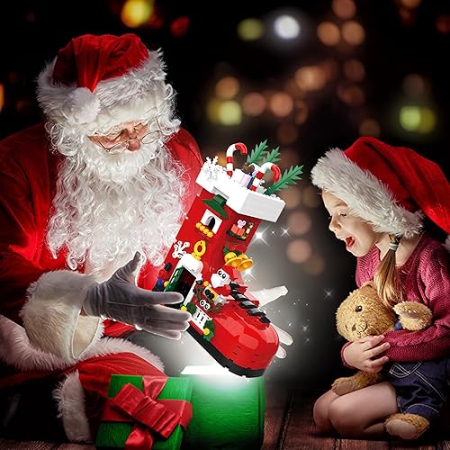 Miniatura 2 de ZYLEGEN Kit de construcción de tren de Navidad, juego de tren de Navidad con muñeco de nieve, relleno de calcetín para niños, regalos de Navidad