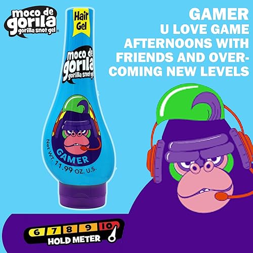 Miniatura 3 de Moco de Gorila Gamer, gel para peinar el cabello, sujeción duradera, reactivable con agua, paquete de 3 unidades de 11.92 onzas cada uno, 3 botellas