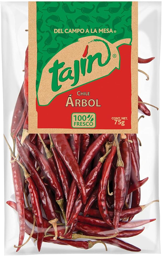 Dried Arbol Chillies, Pack 75g Chili Arbol Seco TAJÍN 75g Amazon.co