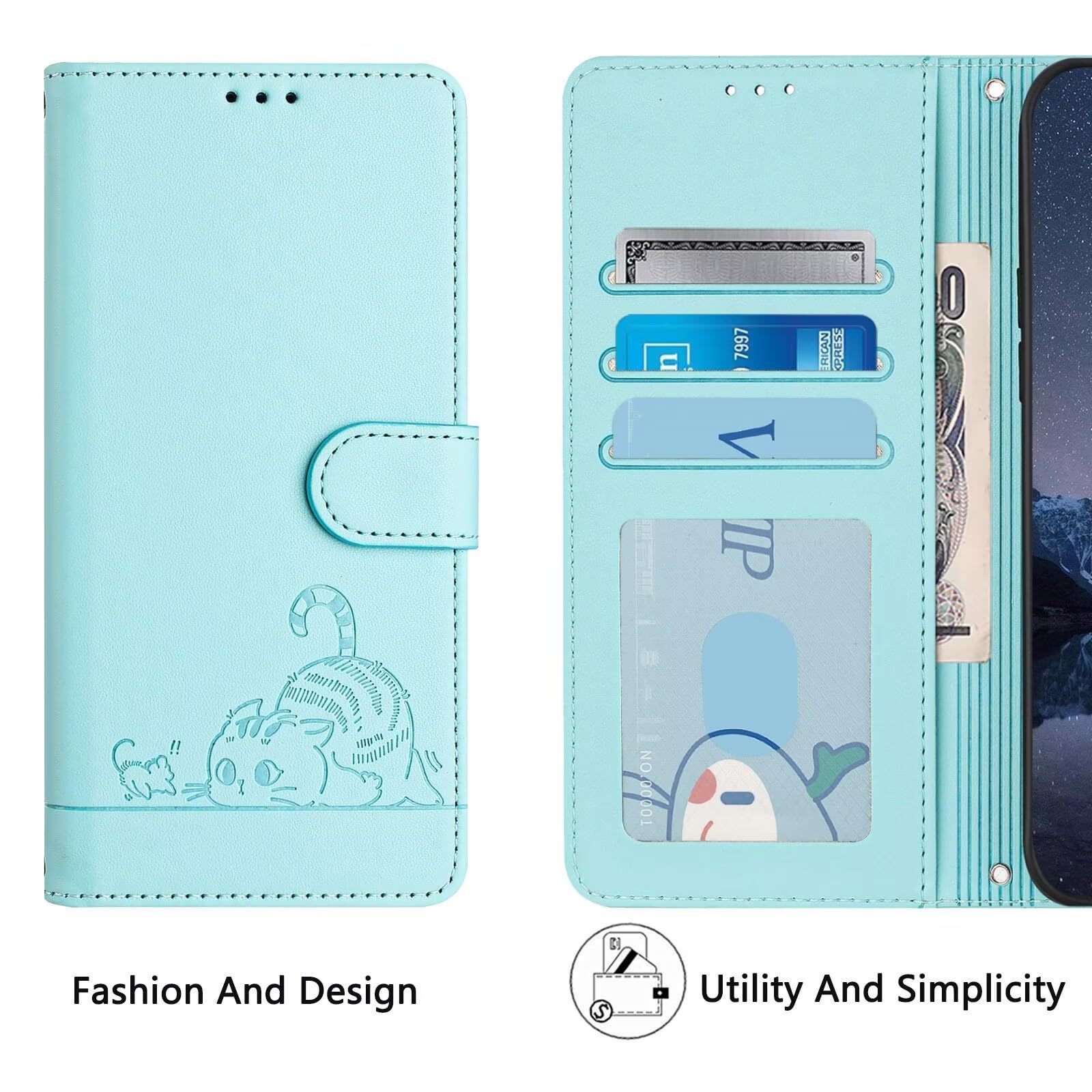 Custodia In Pelle Portafoglio Per Oppo Reno 8 T - Con Slot Per Carte E Supporto, Chiusura Magnetica, Colore Verde