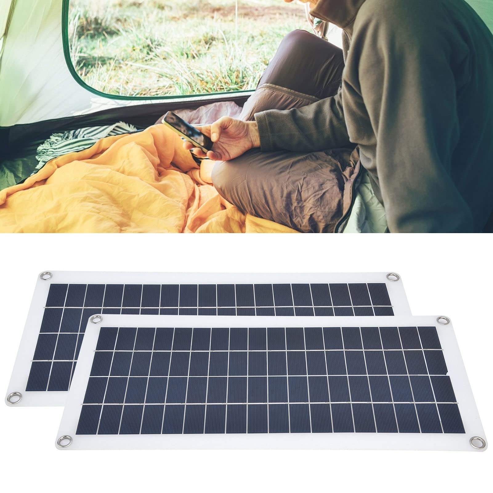 Kit Pannelli Solari 2x10W con Controller 30A Modulo Fotovoltaico USB 5V per Ricarica di Emergenza Barca