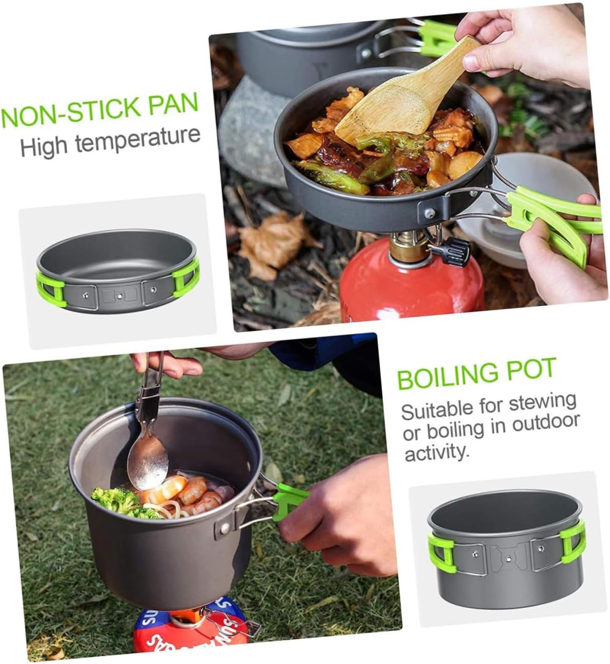 KICHOUSE Outdoor Cooking Kit Camping Cookware Set Portable Stove Durable Easy to Use for All