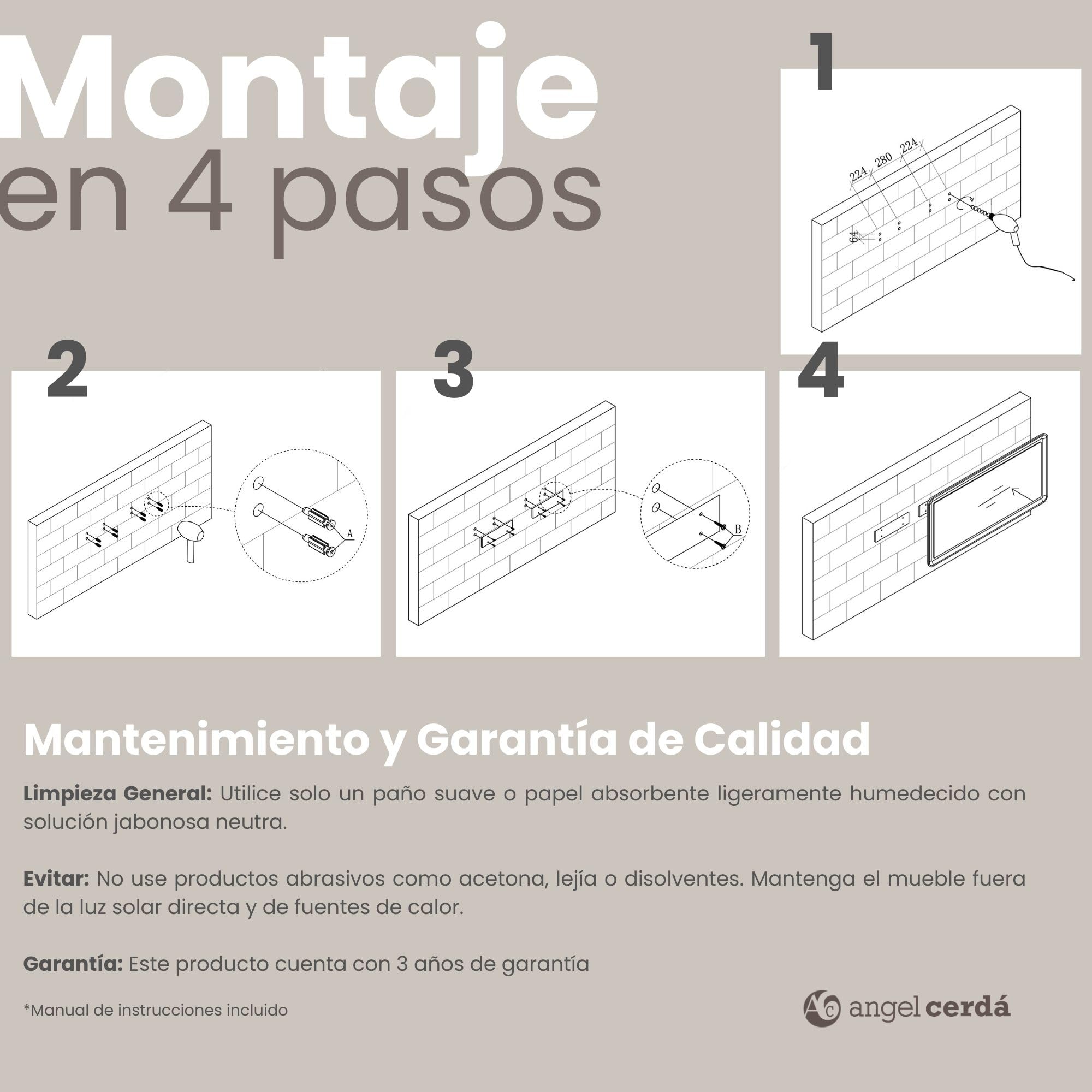 Ángel Cerdá – Espejo Pared Rectangular con Marco de Madera Nogal | Espejo Moderno Grande para Salón, Dormitorio o Entrada | para Decoración Interior, Elegante | 100 x 50 x 7 cm