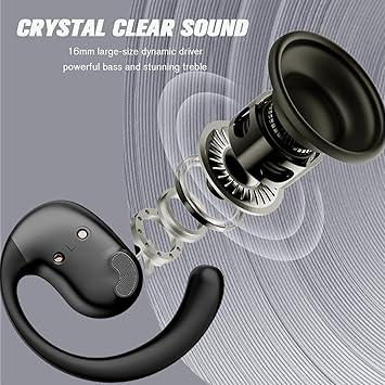 Xmenha Over The Ear Earbuds Open Ear Buds Headphones Over Ear Air Bone Conduction Earbuds Earphones Bone Conducting Air Bone Conduction Headphones Bluetooth Over-Ear Black
