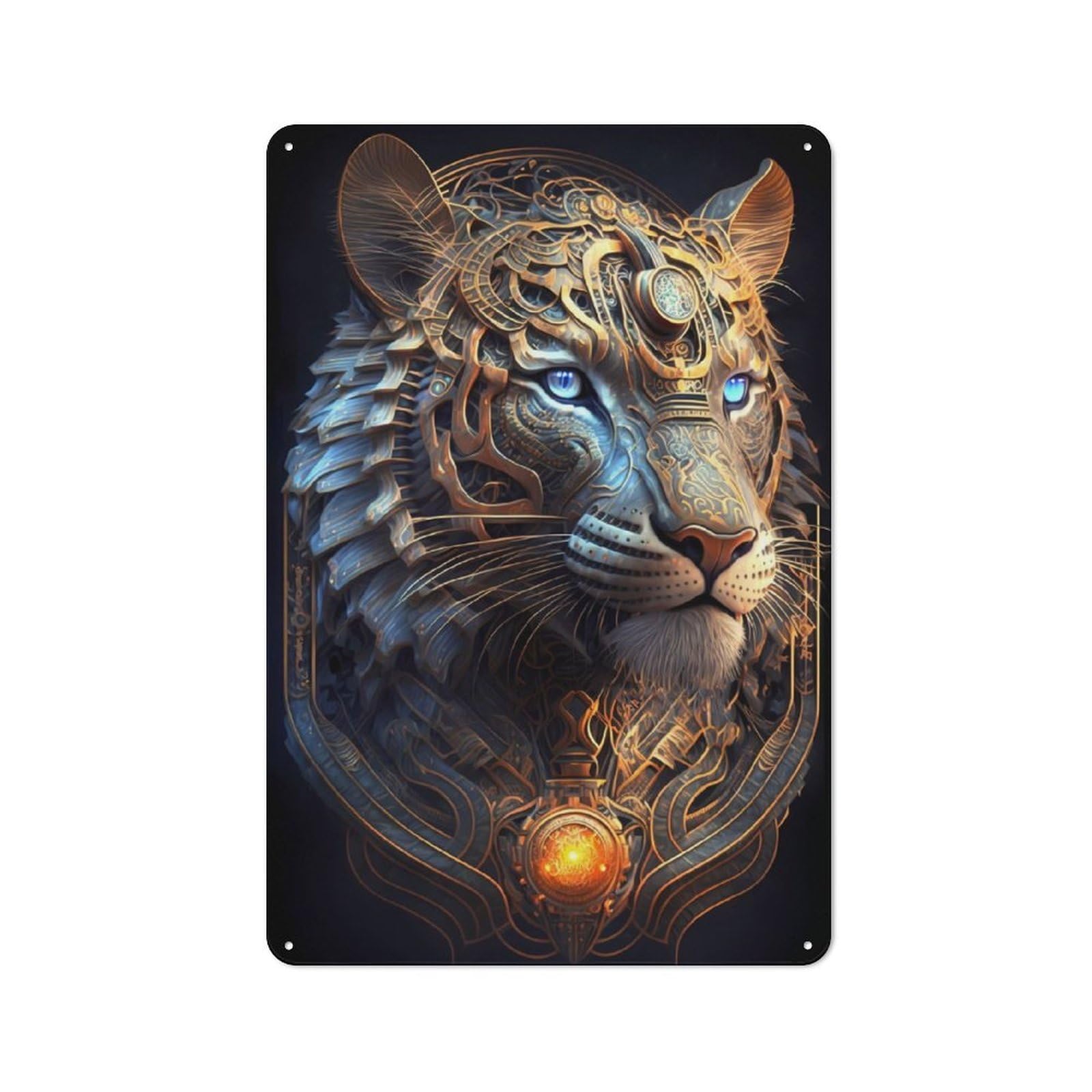 Junmoney Mystical Cosmic Tiger Metal Plaque 30X20cm With For Garage Wall, Vintage Decor, For Vintage Wall Decor Fans, For Metal Sign Collectors