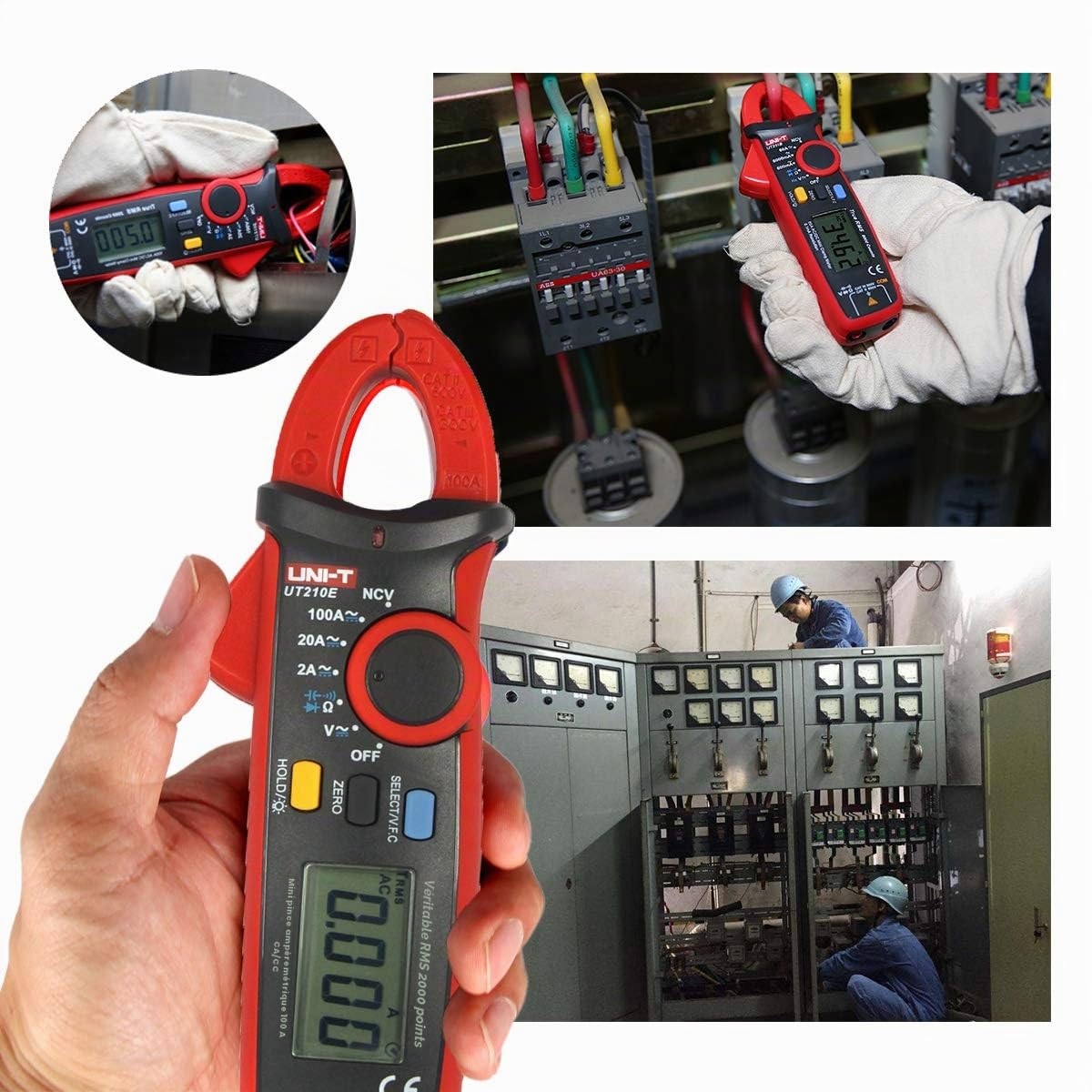 UT210E Mini Pince Ampèremétrique Numérique, Multimètre Écran LCD, True RMS AC/DC Tension de Courant, Mesure Sans Contact Capacité VFC, Arrêt Automatique, Mode ZERO, Testeur de Capacitance