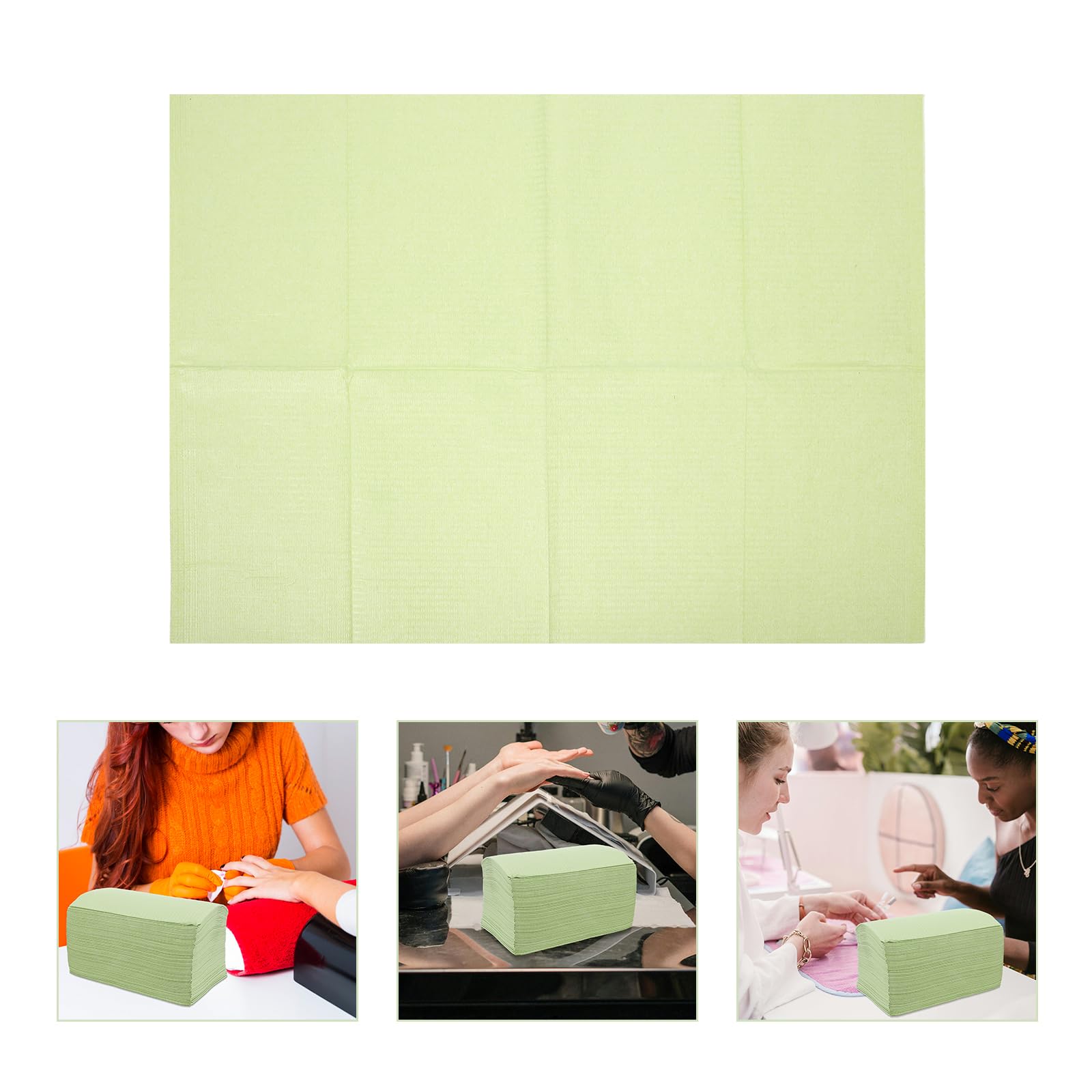 Generic Tapetes Desechables para Mesa de Manicura 125 Piezas, Manteles Absorbentes Color Verde Aguacate, Almohadillas Limpias para Tatuajes y Uñas, Manteles de Papel para Salón