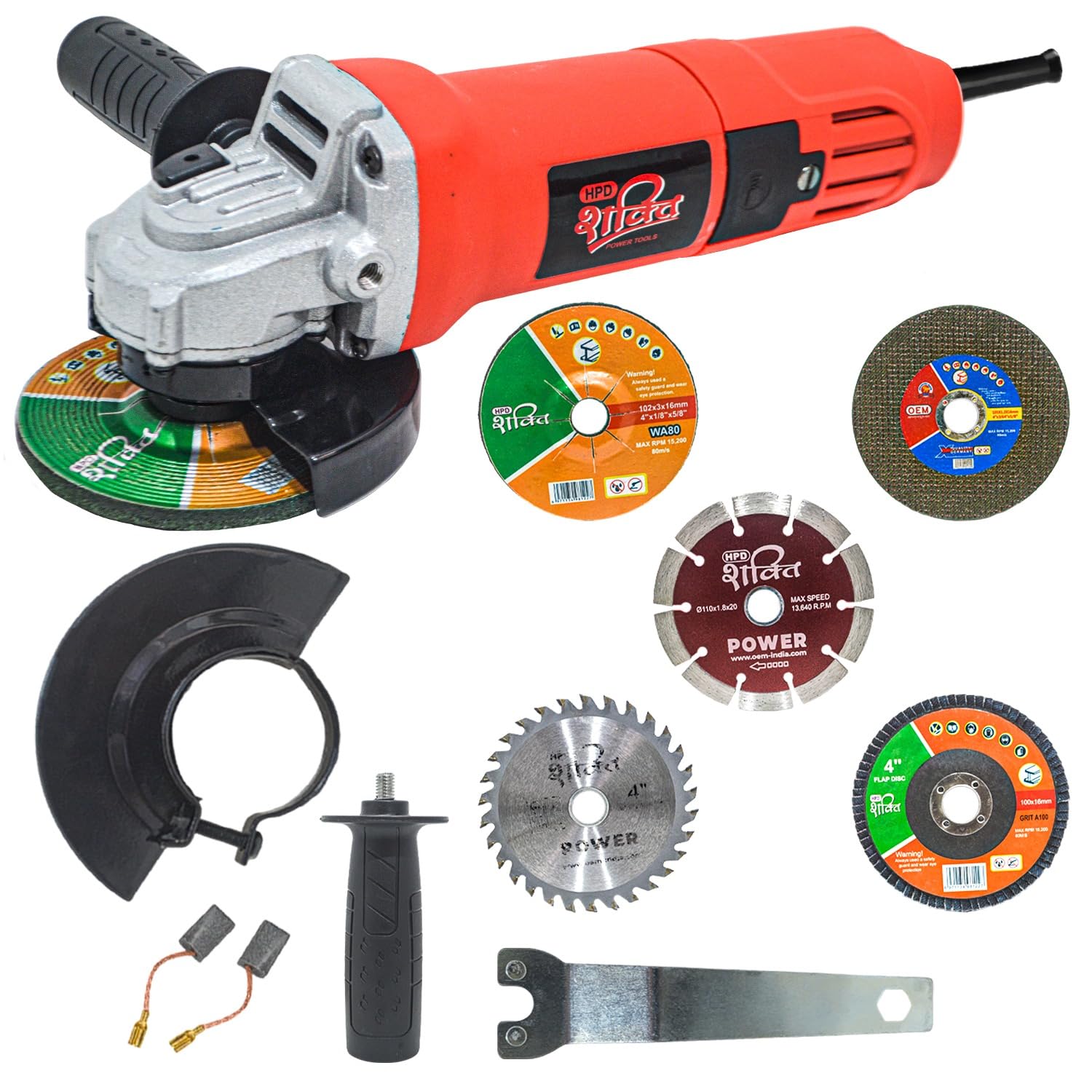 HPD Shakti 4 inch Angle Grinder with 5 Blades – 100mm, Full Copper Motor, 850W, High Speed 11000 RPM Power Tool for Metal,...
