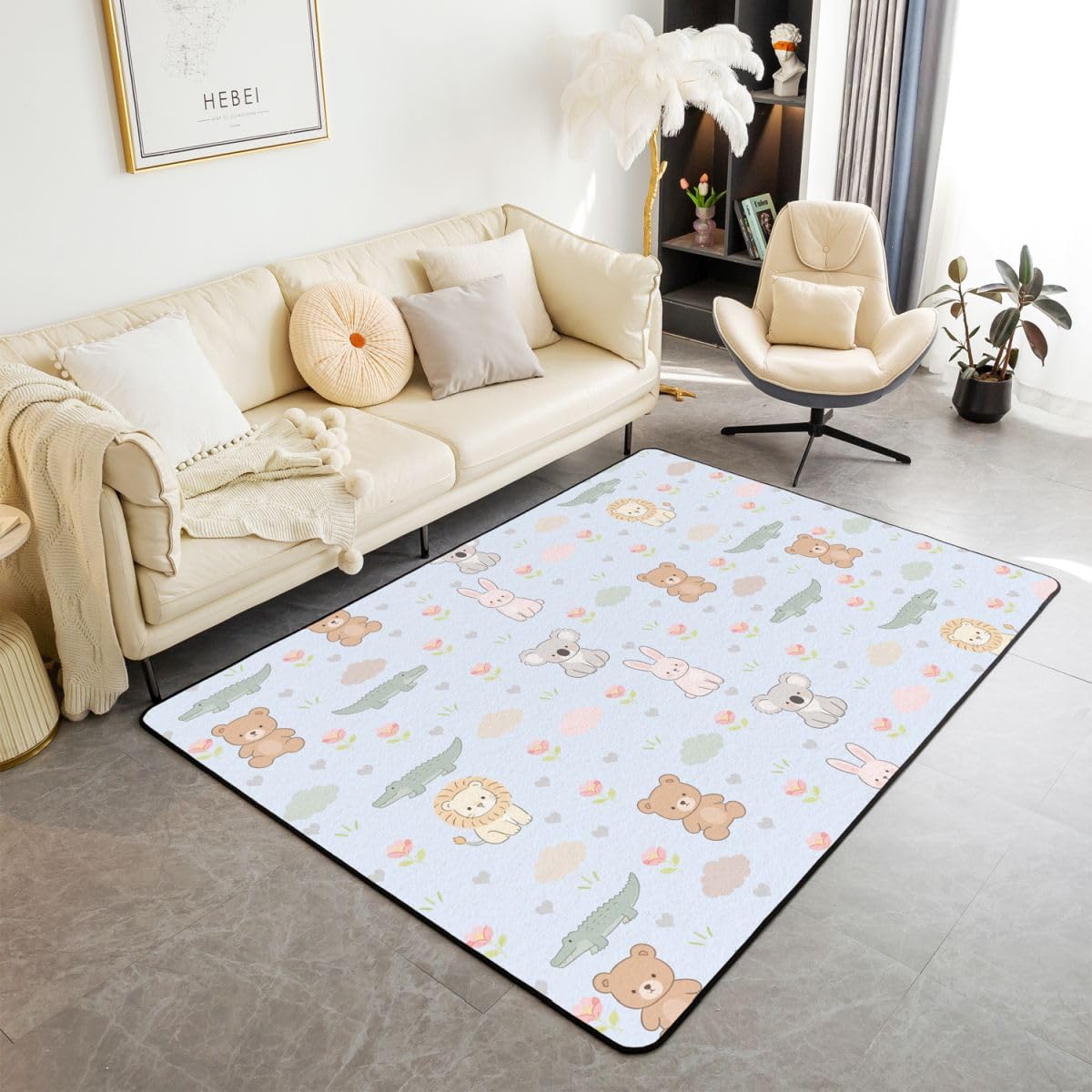 Loussiesd Cartoon Animal Area Dywan 150 * 200 cm Poliester