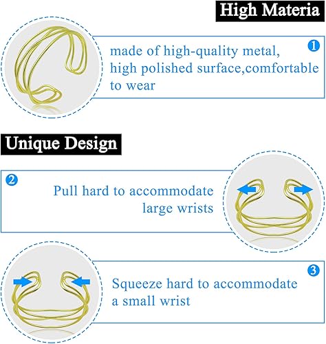 Miniatura 4 de Ximalun Cuff Bangle Bracelet Set for Women,Multi-layer Cross Wire Bangle Bracelet Open Adjustable Wide Wire Bracelets Cuff Wrap Bracelet for Teen