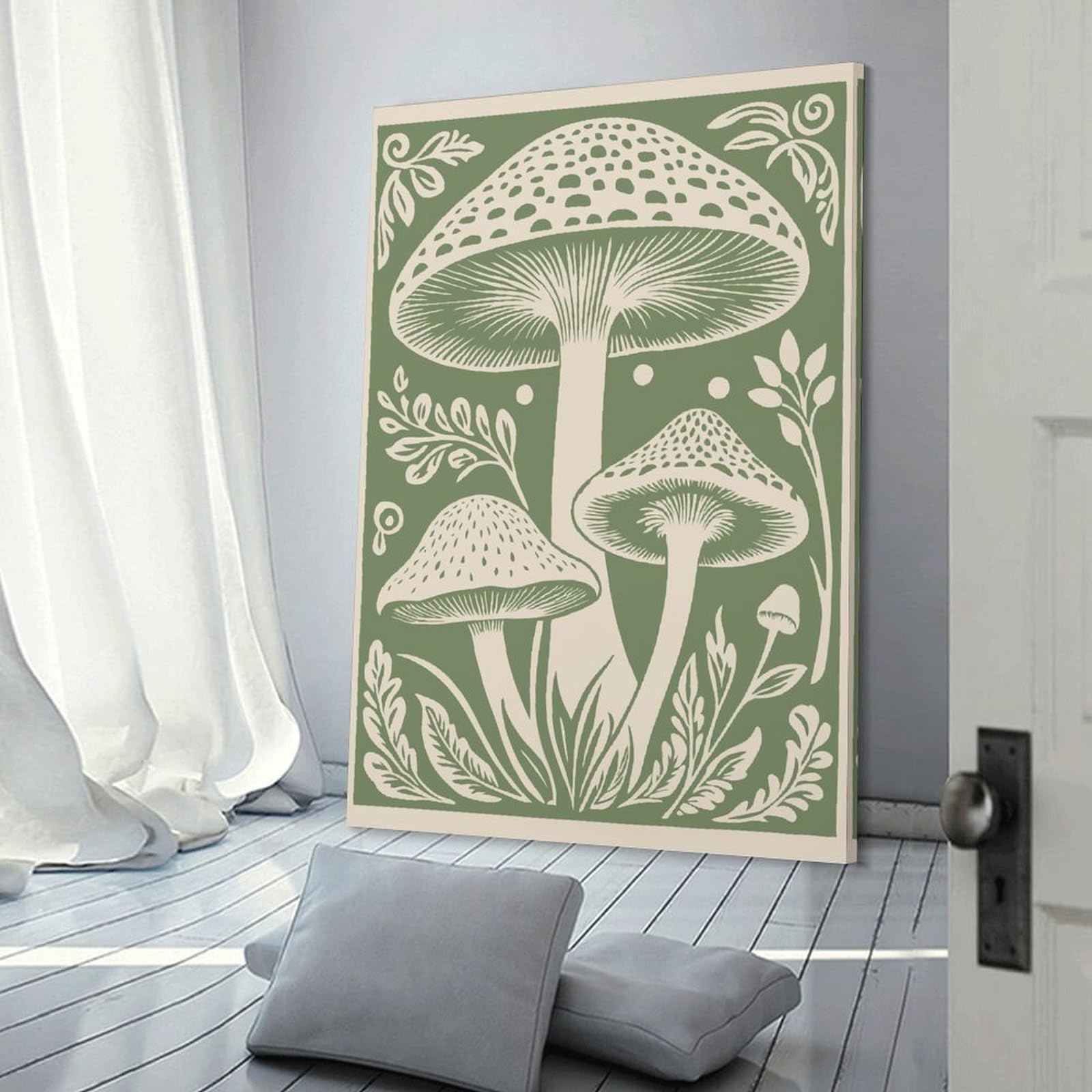 Junmoney Room Decor Wall Art Mushroom Forest Illustration, 12x18inch(30x45cm), for Home Lounge, Bedroom Or Reading Nook, Eye Catching Artwork for Blank Walls