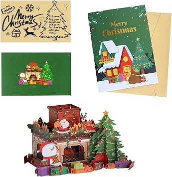 Personalized Christmas Cards 2025 New 3D Pop-Up Designs Includes Customized Mini Cards and Envelopes Holiday Greeting Cards Perfect for Friends Family and Children