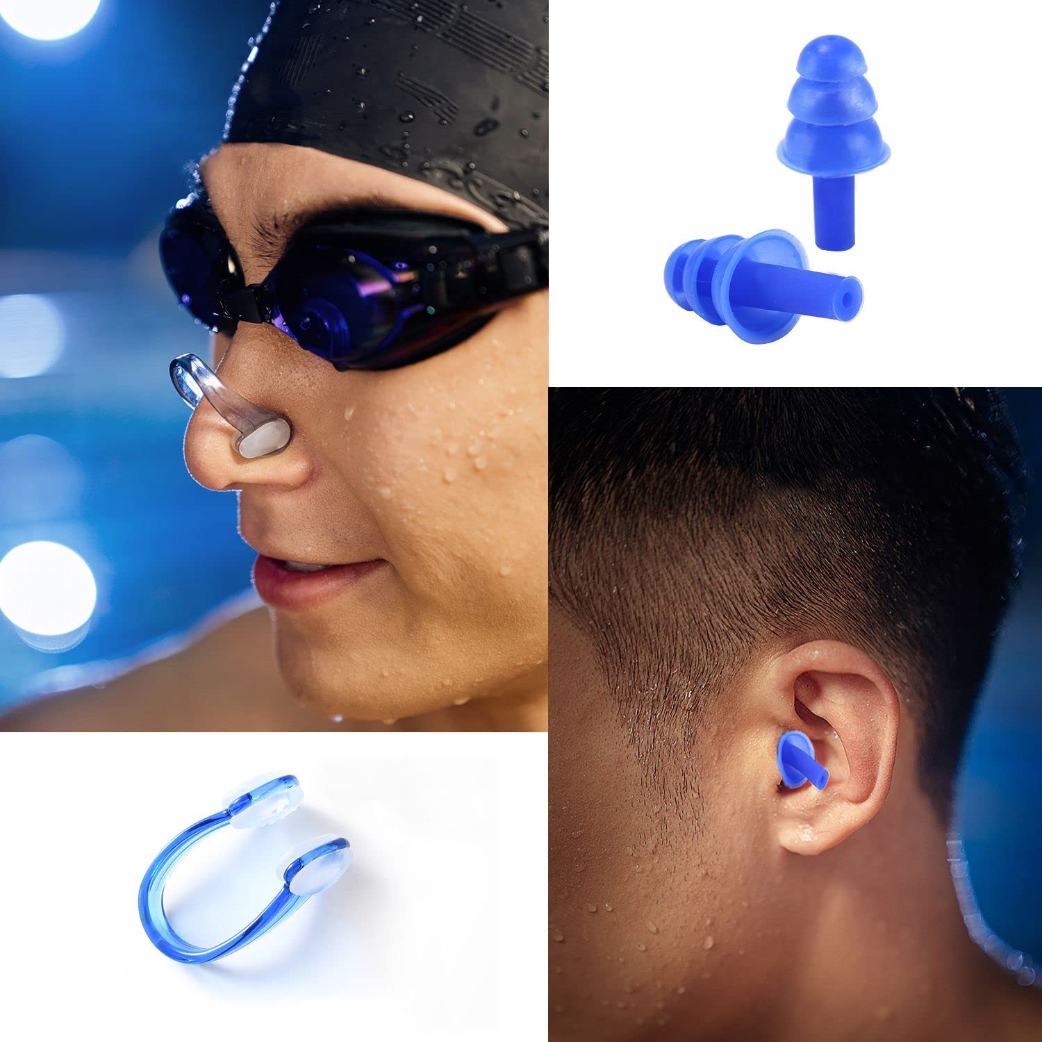 3 paia di tappi per le orecchie da nuoto in silicone per il nuoto per adulti impermeabili riutilizzabili in morbido silicone tappi per le orecchie per la doccia nuoto surf snorkeling e altri sport